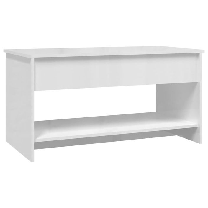 Table basse Blanc brillant 102x50x52,5 cm Bois d'ingénierie - Photo n°5