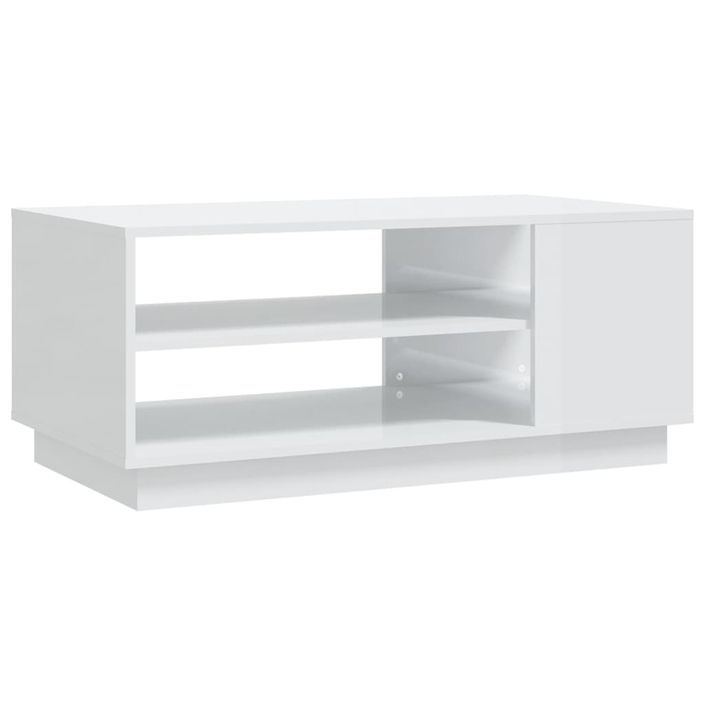 Table basse Blanc brillant 102x55x43 cm - Photo n°1