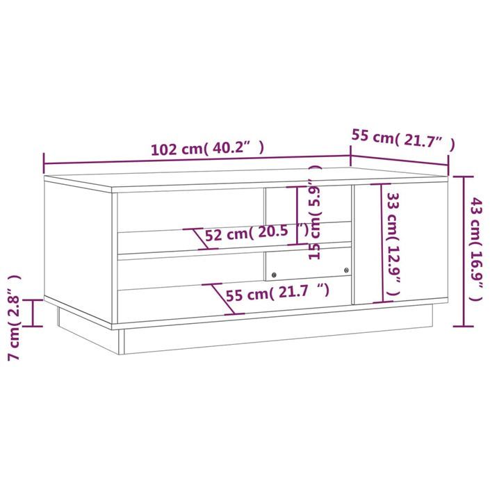 Table basse Blanc brillant 102x55x43 cm - Photo n°5