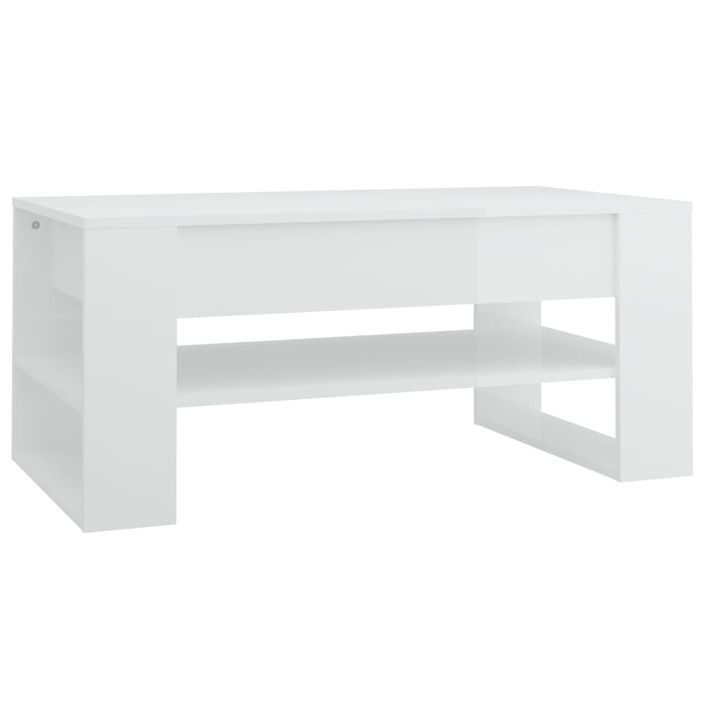 Table basse blanc brillant 102x55x45 cm bois d'ingénierie - Photo n°2