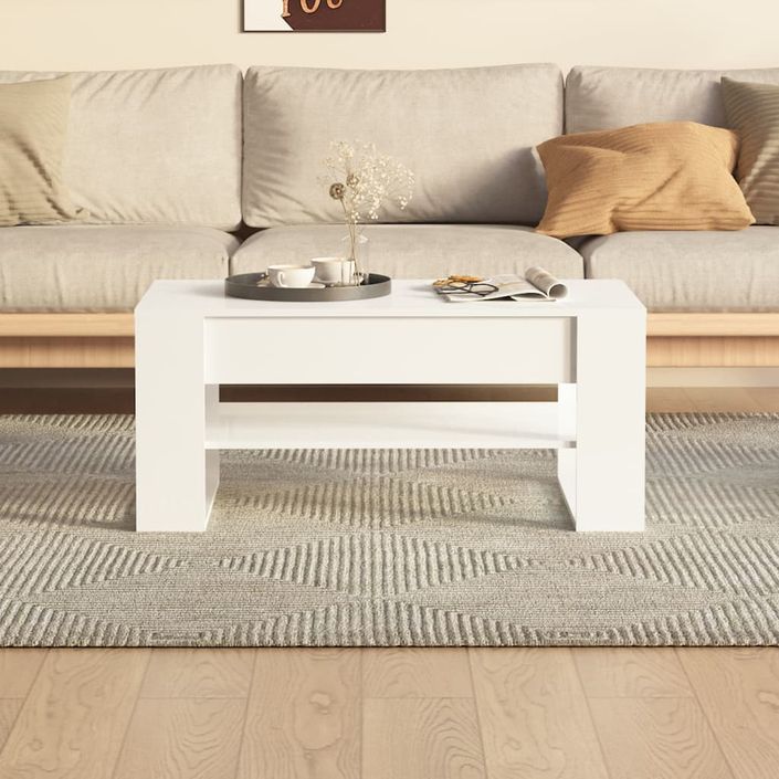 Table basse blanc brillant 102x55x45 cm bois d'ingénierie - Photo n°5