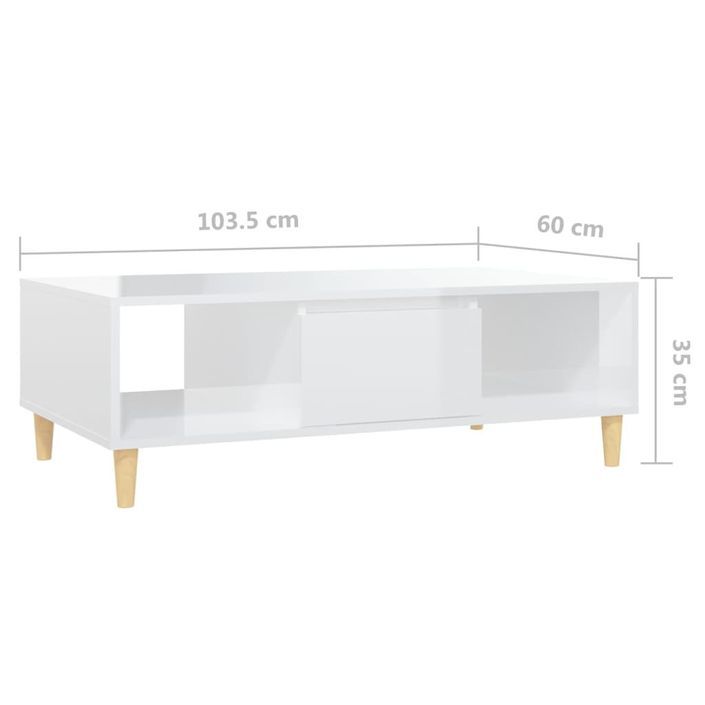 Table basse Blanc brillant 103,5x60x35 cm 2 - Photo n°9