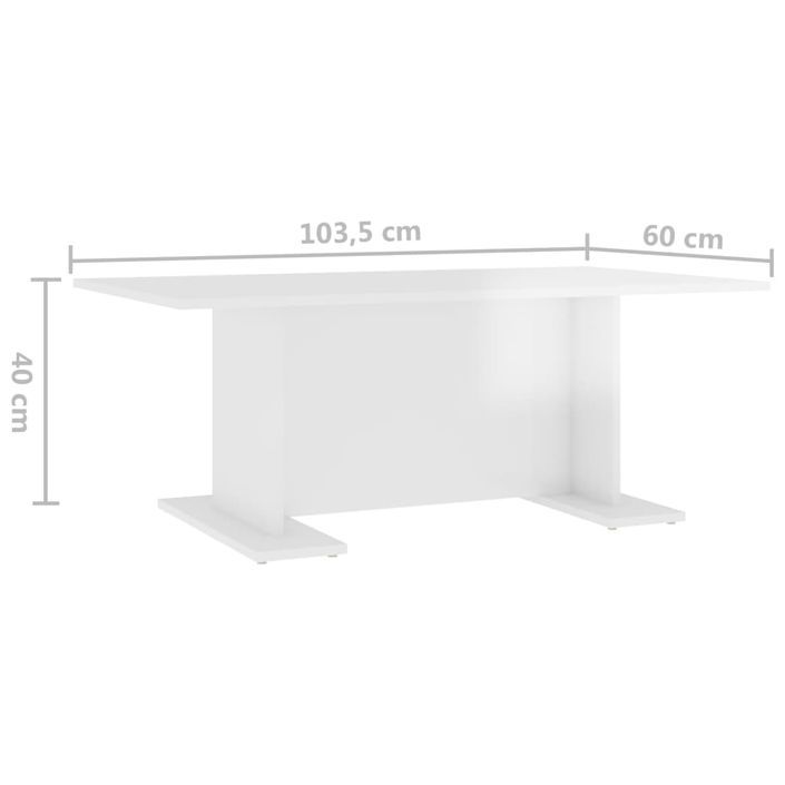 Table basse Blanc brillant 103,5x60x40 cm - Photo n°6