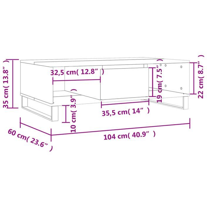 Table basse blanc brillant 104x60x35 cm bois d'ingénierie - Photo n°11