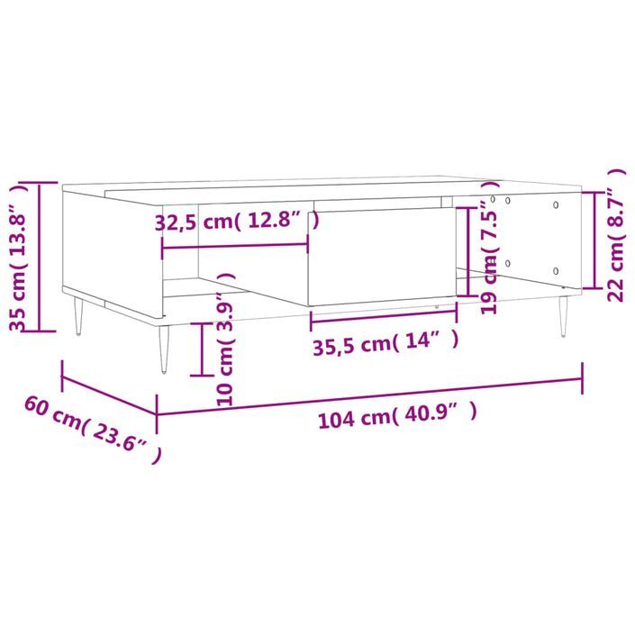 Table basse blanc brillant 104x60x35 cm bois d'ingénierie - Photo n°11