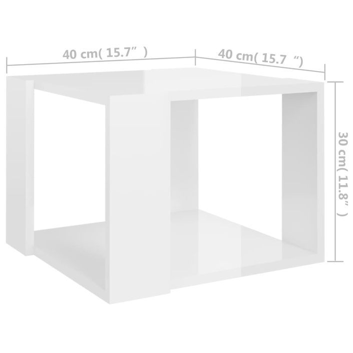 Table basse Blanc brillant 40x40x30 cm - Photo n°5