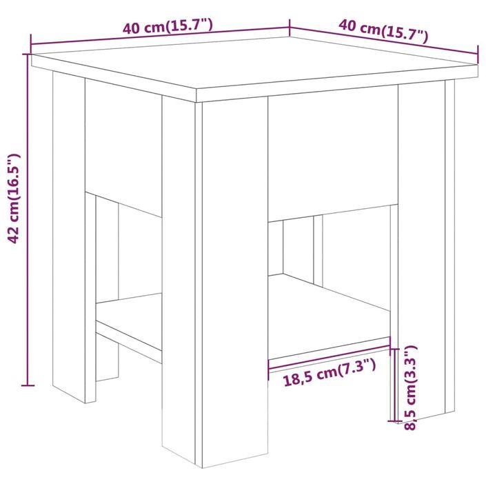 Table basse Blanc brillant 40x40x42 cm Bois d'ingénierie - Photo n°4