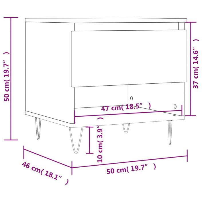 Table basse blanc brillant 50x46x50 cm bois d'ingénierie - Photo n°11