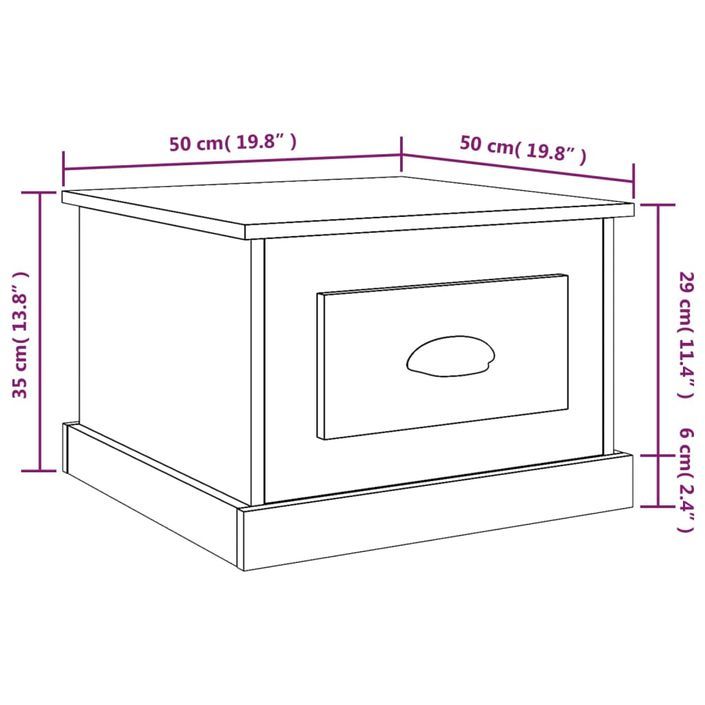 Table basse blanc brillant 50x50x35 cm bois d'ingénierie - Photo n°10