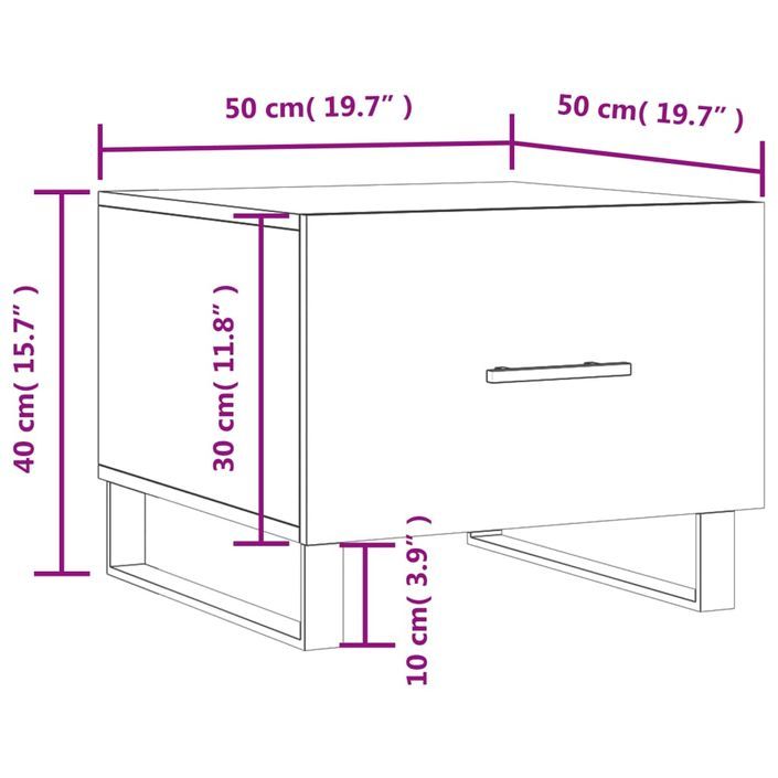 Table basse blanc brillant 50x50x40 cm bois d'ingénierie - Photo n°12