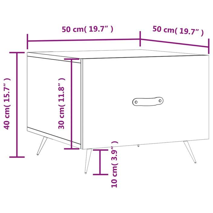 Table basse blanc brillant 50x50x40 cm bois d'ingénierie - Photo n°12