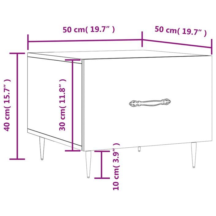 Table basse blanc brillant 50x50x40 cm bois d'ingénierie - Photo n°12