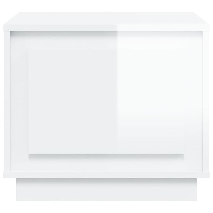 Table basse blanc brillant 51x50x44 cm bois d'ingénierie - Photo n°5