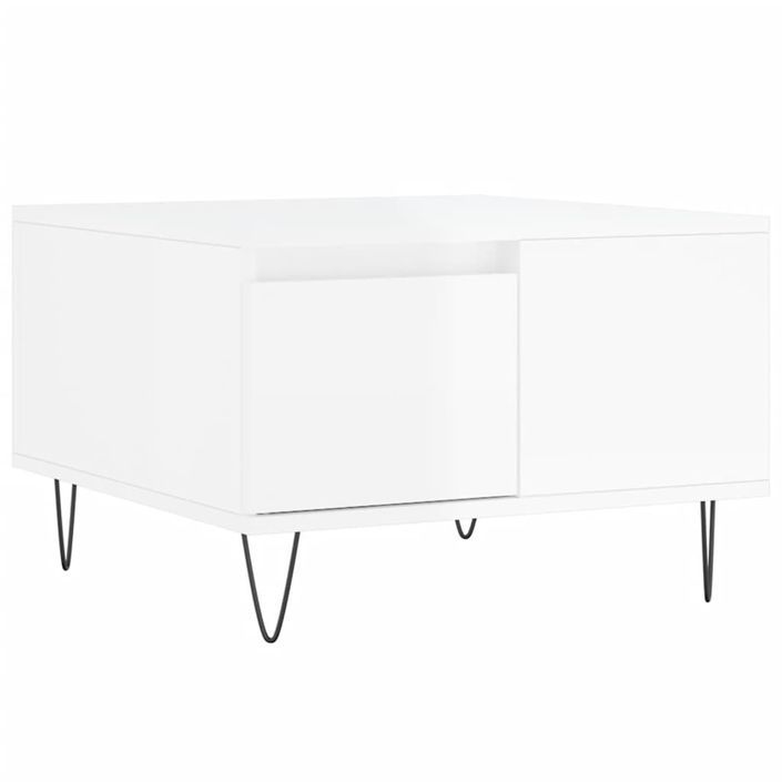 Table basse blanc brillant 55x55x36,5 cm bois d'ingénierie - Photo n°2