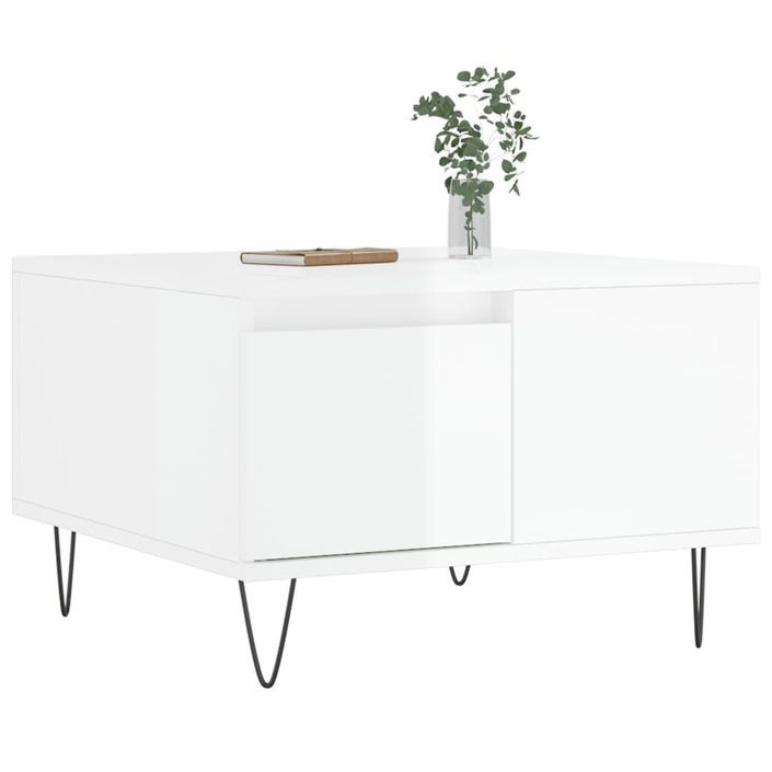 Table basse blanc brillant 55x55x36,5 cm bois d'ingénierie - Photo n°3
