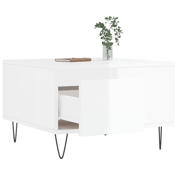 Table basse blanc brillant 55x55x36,5 cm bois d'ingénierie - Photo n°4