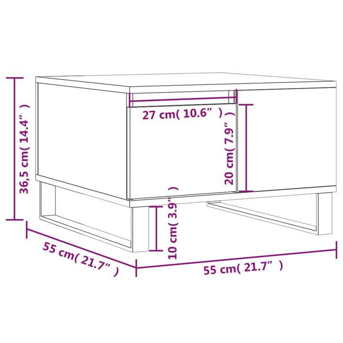 Table basse blanc brillant 55x55x36,5 cm bois d'ingénierie - Photo n°11