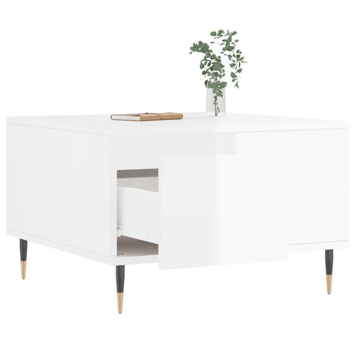 Table basse blanc brillant 55x55x36,5 cm bois d'ingénierie - Photo n°4