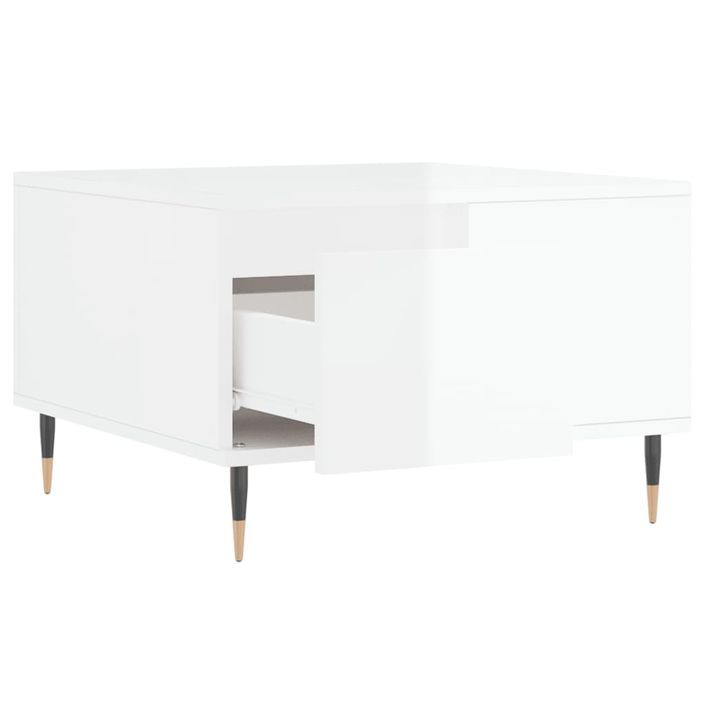 Table basse blanc brillant 55x55x36,5 cm bois d'ingénierie - Photo n°6