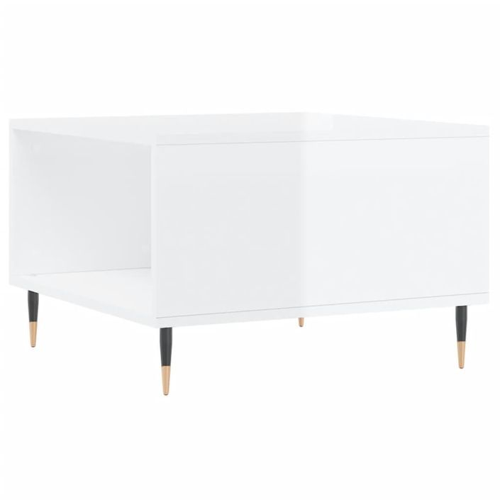 Table basse blanc brillant 55x55x36,5 cm bois d'ingénierie - Photo n°8