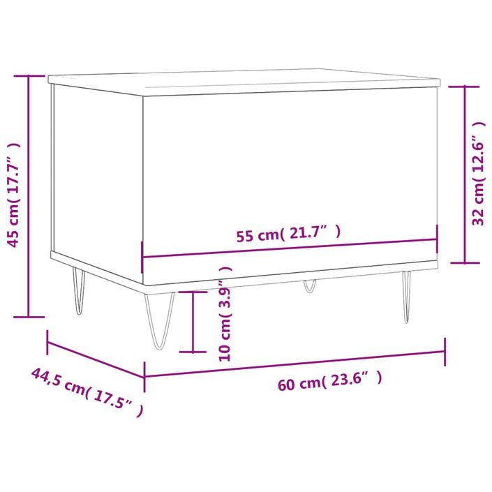 Table basse Blanc brillant 60x44,5x45 cm Bois d'ingénierie - Photo n°11