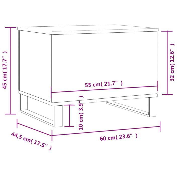 Table basse Blanc brillant 60x44,5x45 cm Bois d'ingénierie - Photo n°11