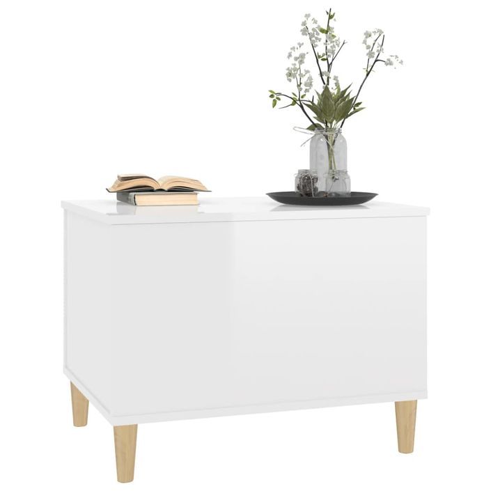 Table basse Blanc brillant 60x44,5x45 cm Bois d'ingénierie - Photo n°4