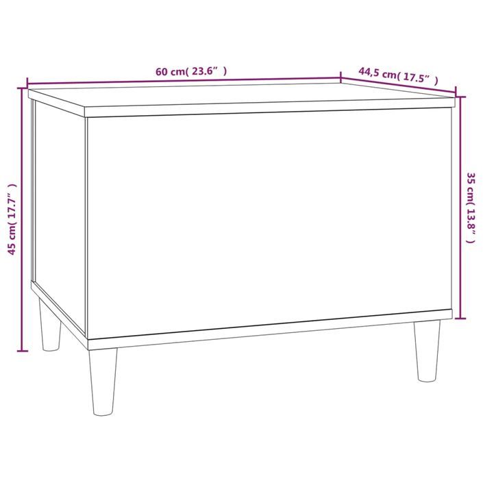 Table basse Blanc brillant 60x44,5x45 cm Bois d'ingénierie - Photo n°10