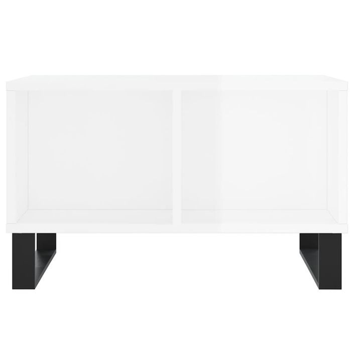 Table basse Blanc brillant 60x50x36,5 cm Bois d'ingénierie - Photo n°4