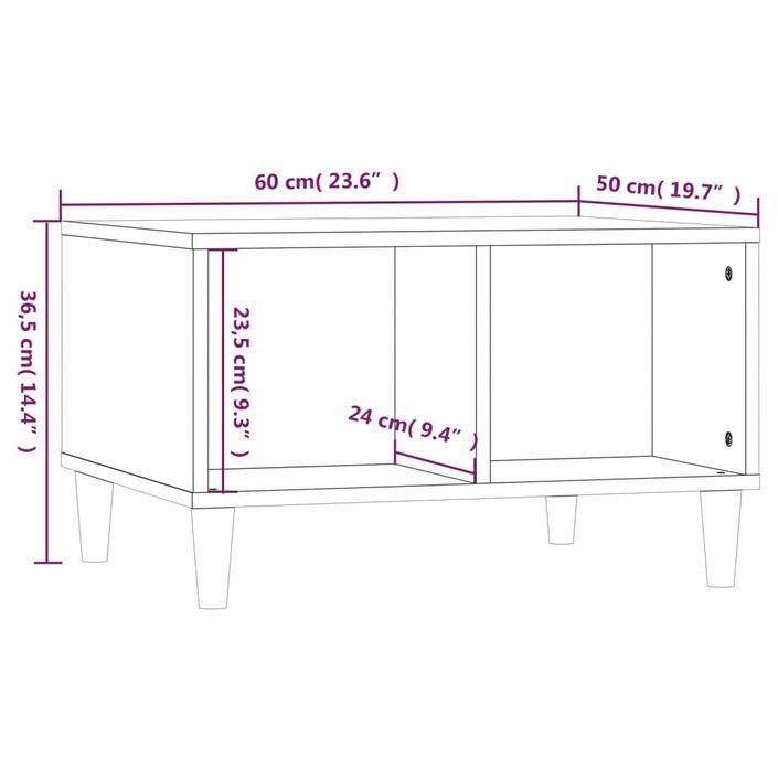 Table basse Blanc brillant 60x50x36,5 cm Bois d'ingénierie - Photo n°8