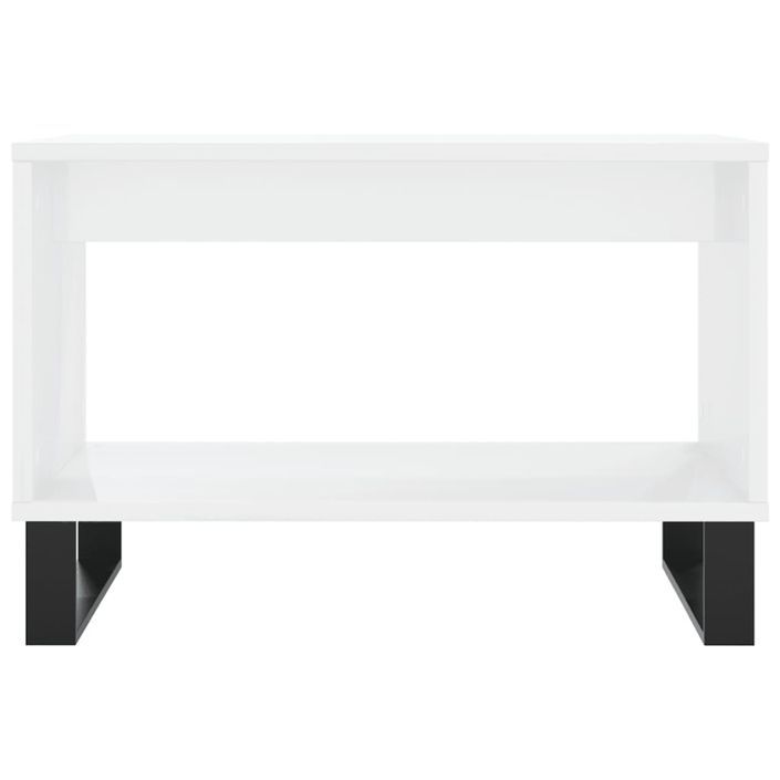 Table basse Blanc brillant 60x50x40 cm Bois d'ingénierie - Photo n°4