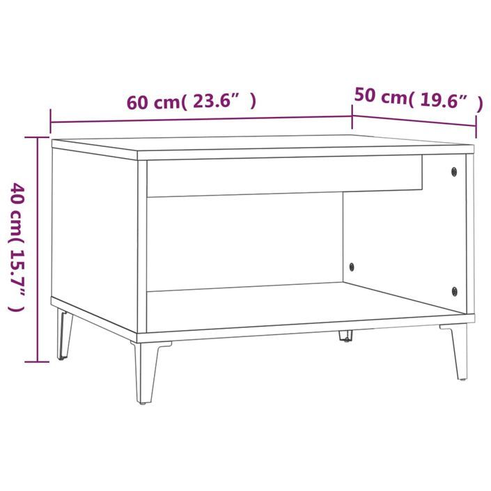 Table basse Blanc brillant 60x50x40 cm Bois d'ingénierie - Photo n°7