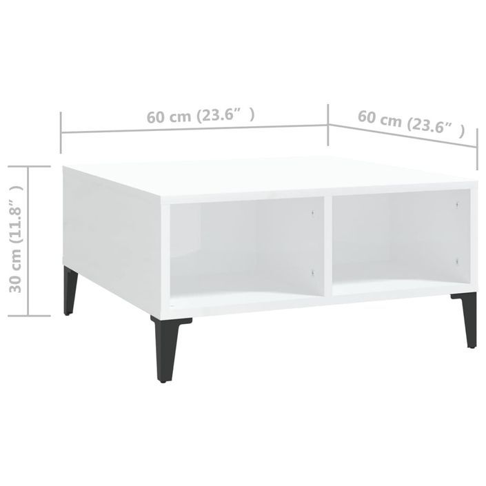 Table basse Blanc brillant 60x60x30 cm 2 - Photo n°6