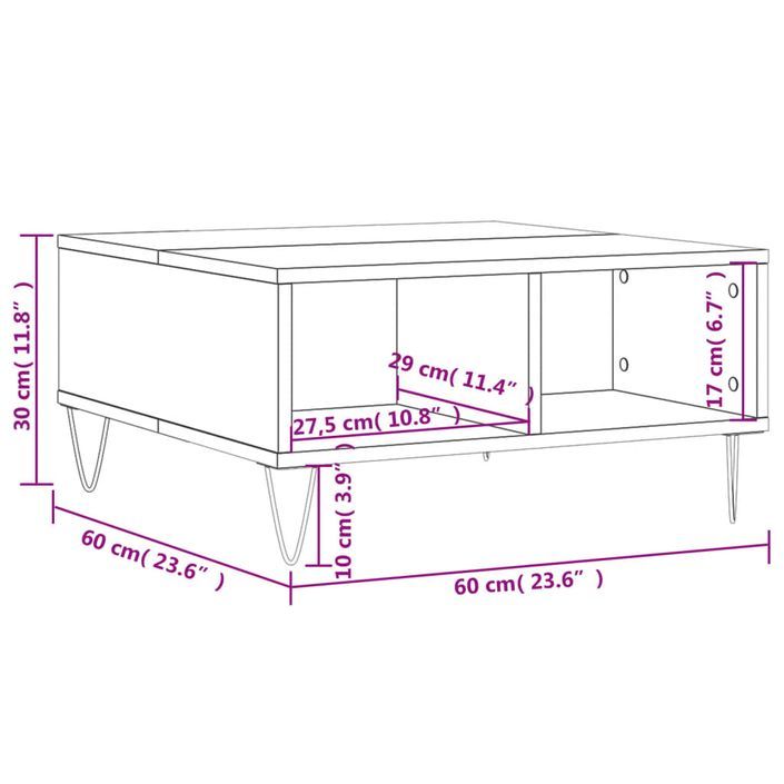 Table basse blanc brillant 60x60x30 cm bois d'ingénierie - Photo n°9