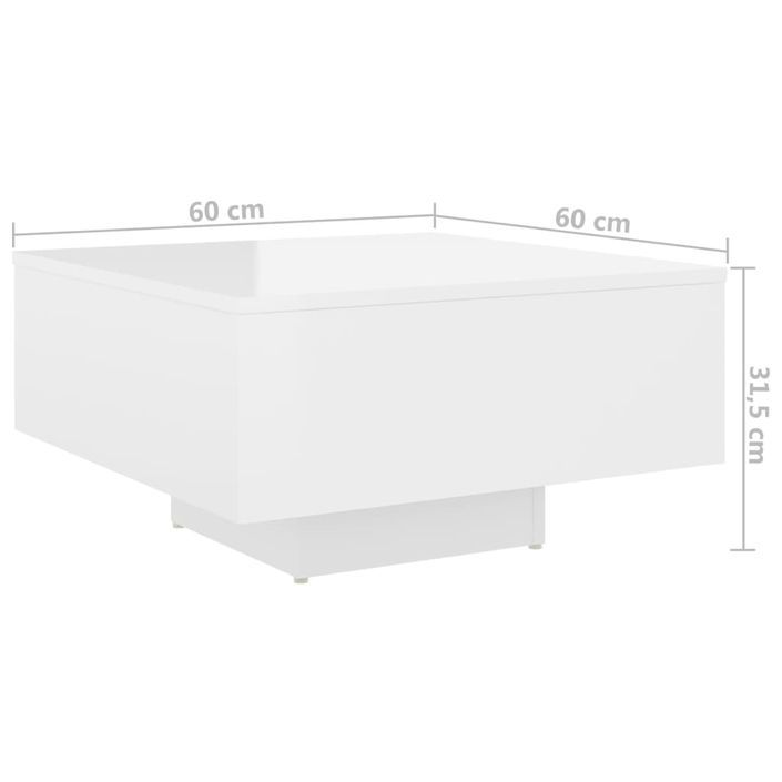 Table basse Blanc brillant 60x60x31,5 cm - Photo n°6
