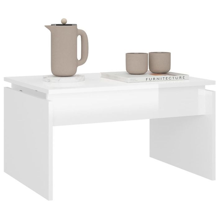 Table basse Blanc brillant 68x50x38 cm - Photo n°4