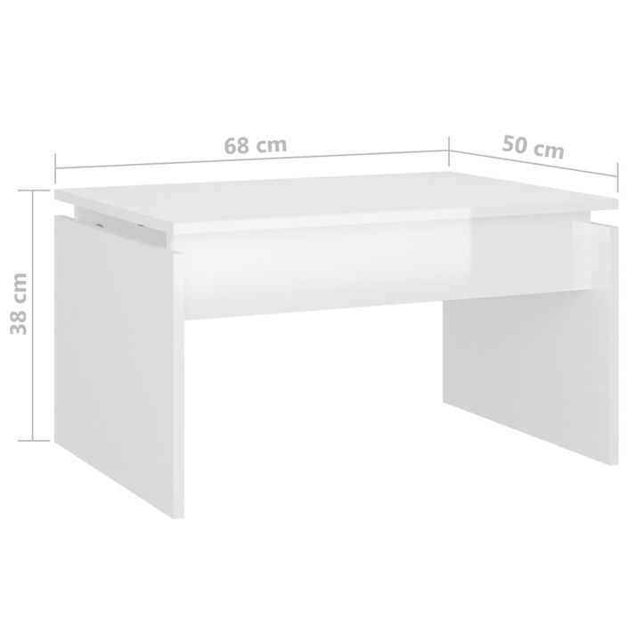 Table basse Blanc brillant 68x50x38 cm - Photo n°7