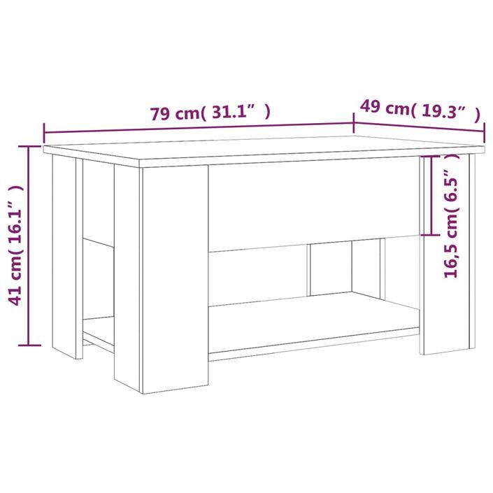 Table basse Blanc brillant 79x49x41 cm Bois d'ingénierie - Photo n°6