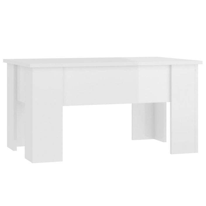 Table basse Blanc brillant 79x49x41 cm Bois d'ingénierie 2 - Photo n°2