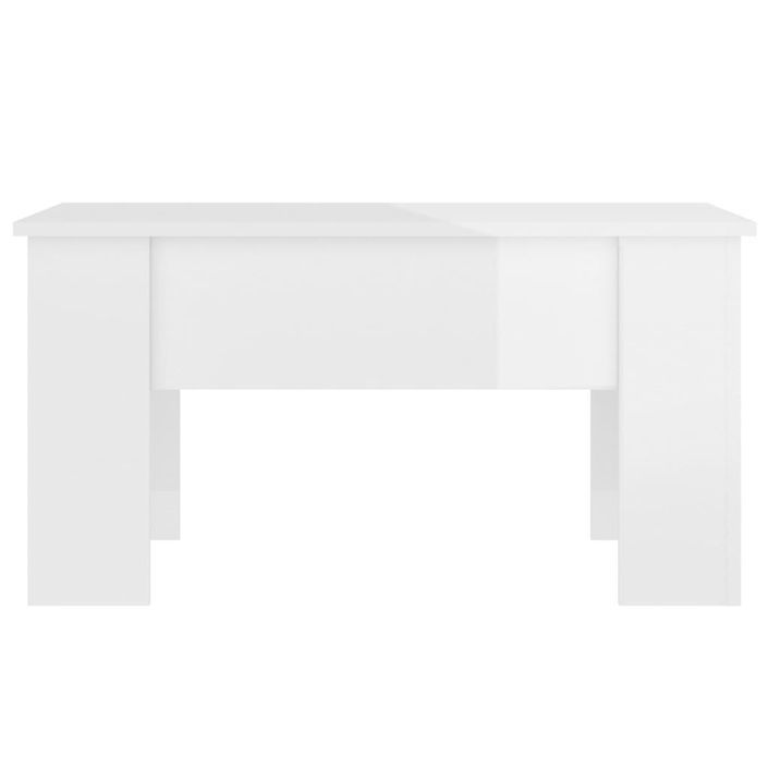 Table basse Blanc brillant 79x49x41 cm Bois d'ingénierie 2 - Photo n°3
