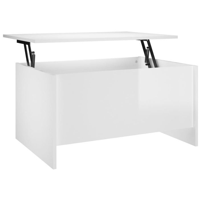 Table basse Blanc brillant 80x55,5x41,5 cm Bois d'ingénierie - Photo n°1