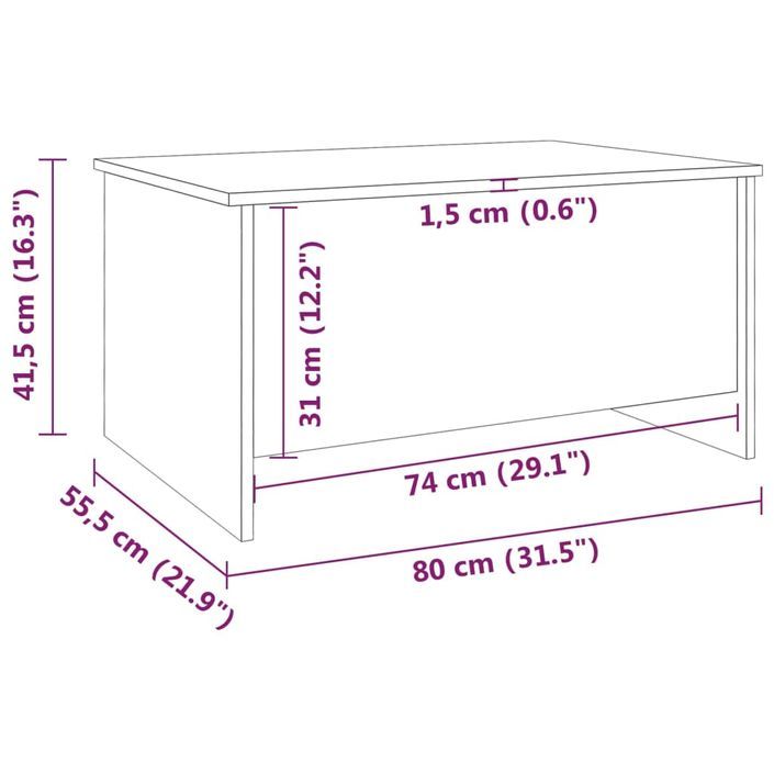 Table basse Blanc brillant 80x55,5x41,5 cm Bois d'ingénierie - Photo n°6