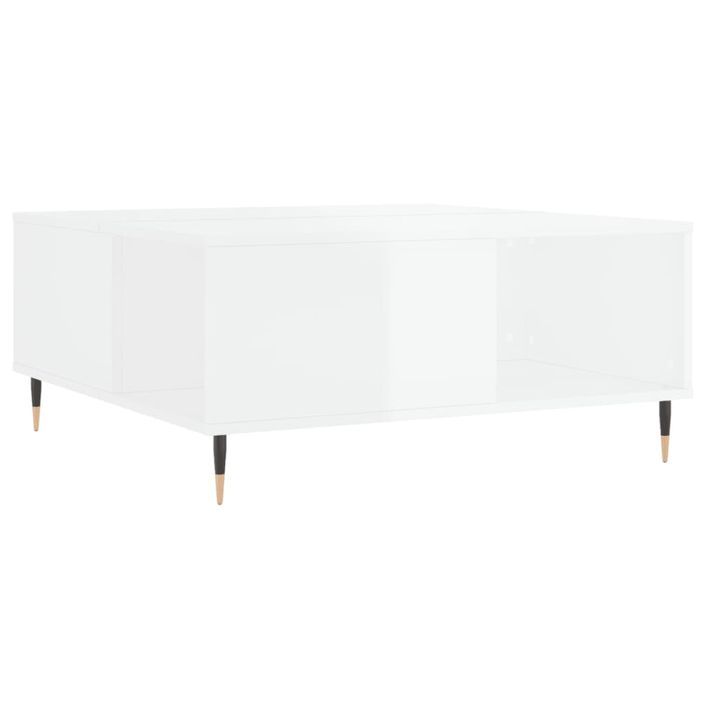 Table basse blanc brillant 80x80x36,5 cm bois d'ingénierie - Photo n°1