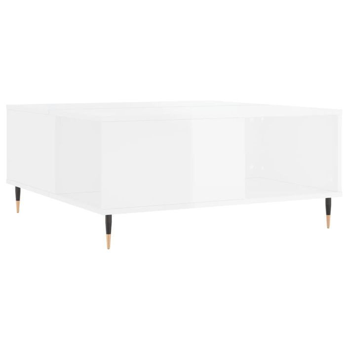 Table basse blanc brillant 80x80x36,5 cm bois d'ingénierie - Photo n°6