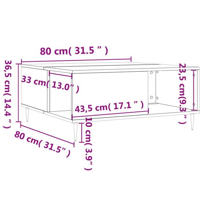 Table basse blanc brillant 80x80x36,5 cm bois d'ingénierie - Photo n°9