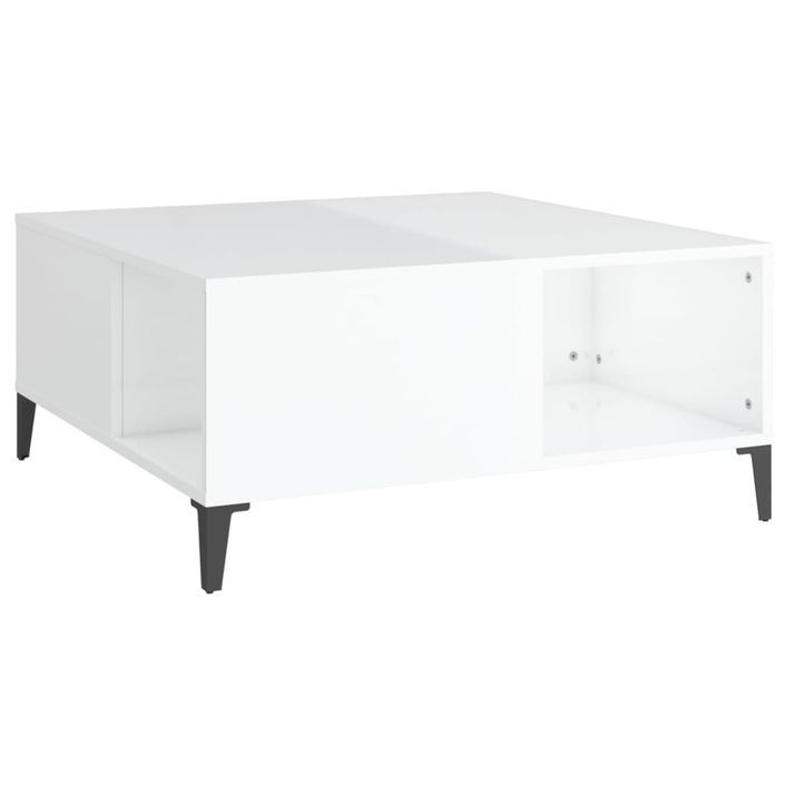 Table basse blanc brillant 80x80x36,5 cm bois d'ingénierie - Photo n°2