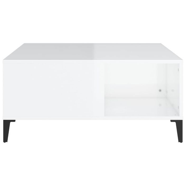 Table basse blanc brillant 80x80x36,5 cm bois d'ingénierie - Photo n°5