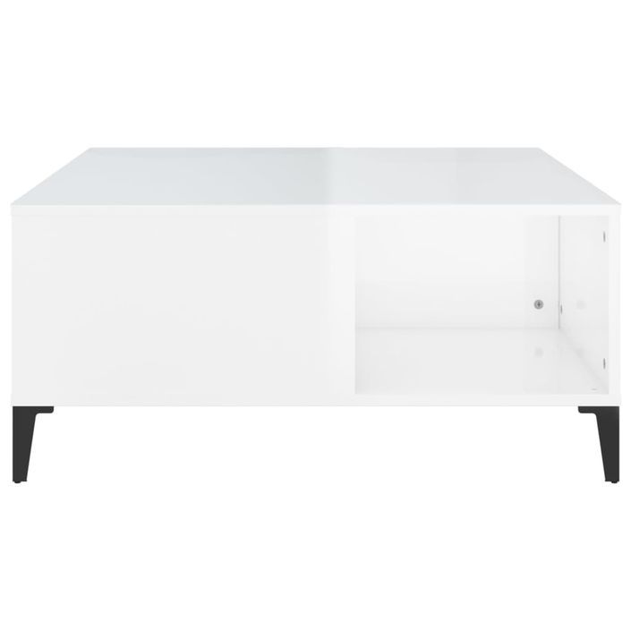 Table basse blanc brillant 80x80x36,5 cm bois d'ingénierie - Photo n°6
