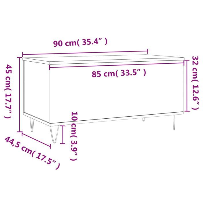 Table basse Blanc brillant 90x44,5x45 cm Bois d'ingénierie - Photo n°11