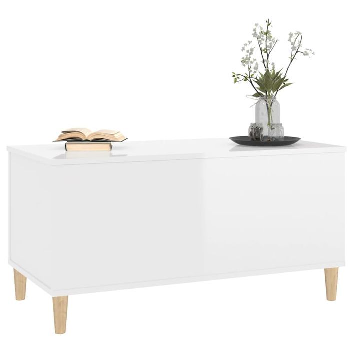 Table basse Blanc brillant 90x44,5x45 cm Bois d'ingénierie - Photo n°4